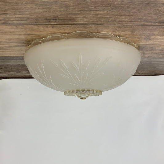 Frosted Glass 3 Hole Light Cover, Antique Lamp Shade with Raised Leaf Design