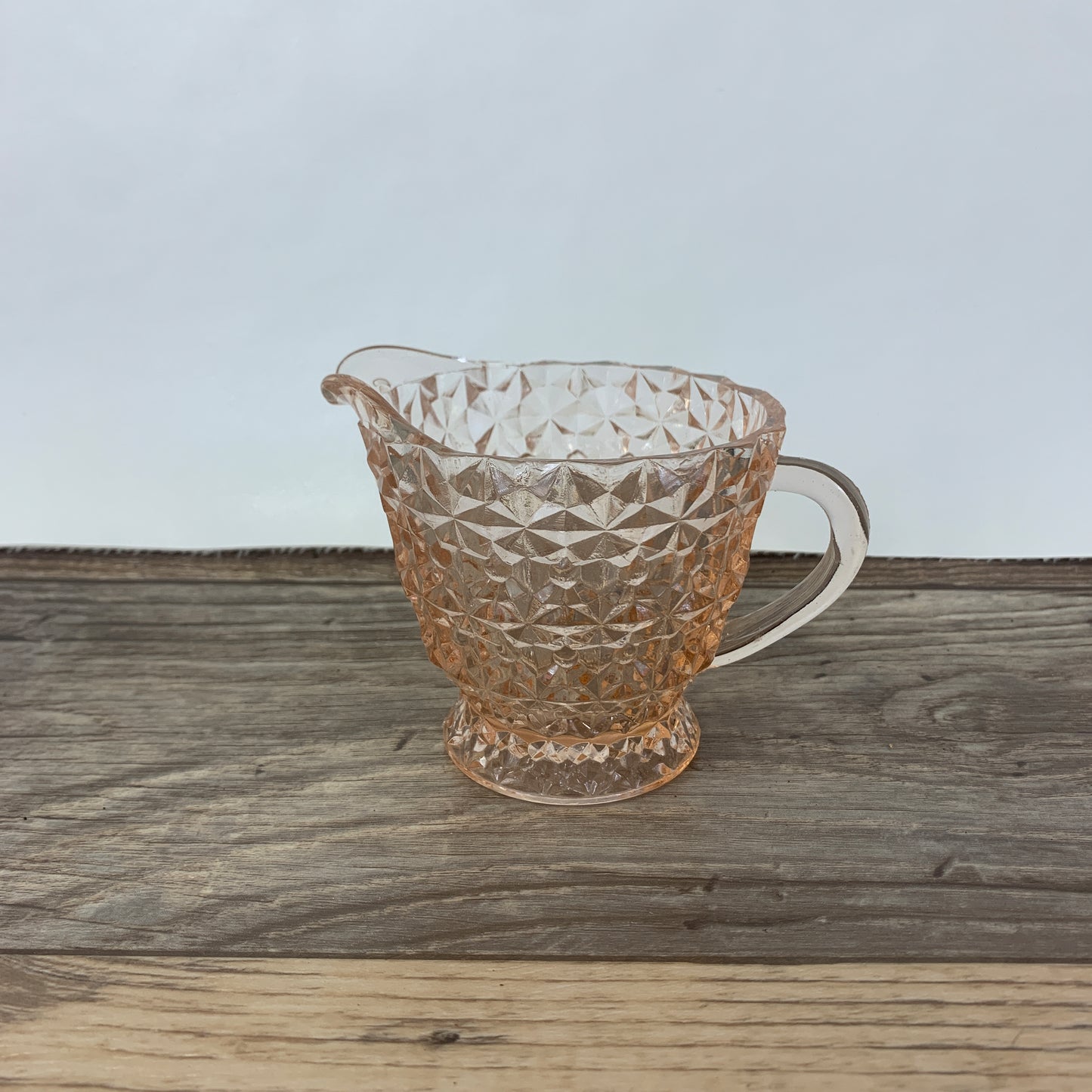 Pink Depression Glass Cream Pitcher, Jeanette Glass Buttons and Bows, Jeanette Glass Holiday Pattern