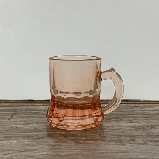 Pink Mini Beer Mug Shot Glass, Vintage Barware, Miniature Beer Stein, Vintage Pink Glass