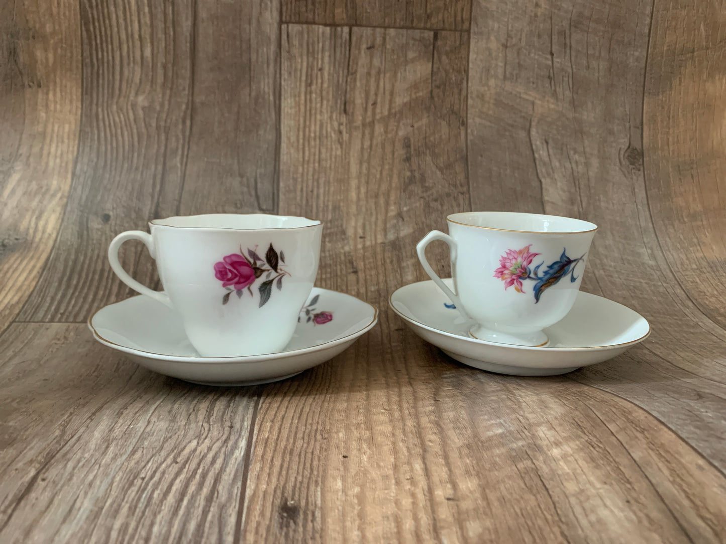 Set of 4 Vintage Floral Teacups Instant Tea Party