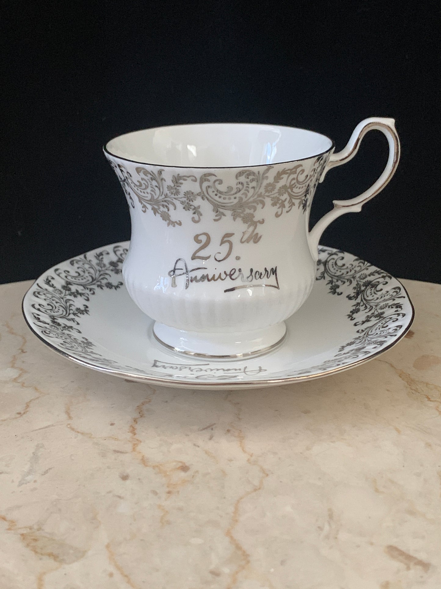 Silver Anniversary Tea Cup Queens China Vintage Teacup