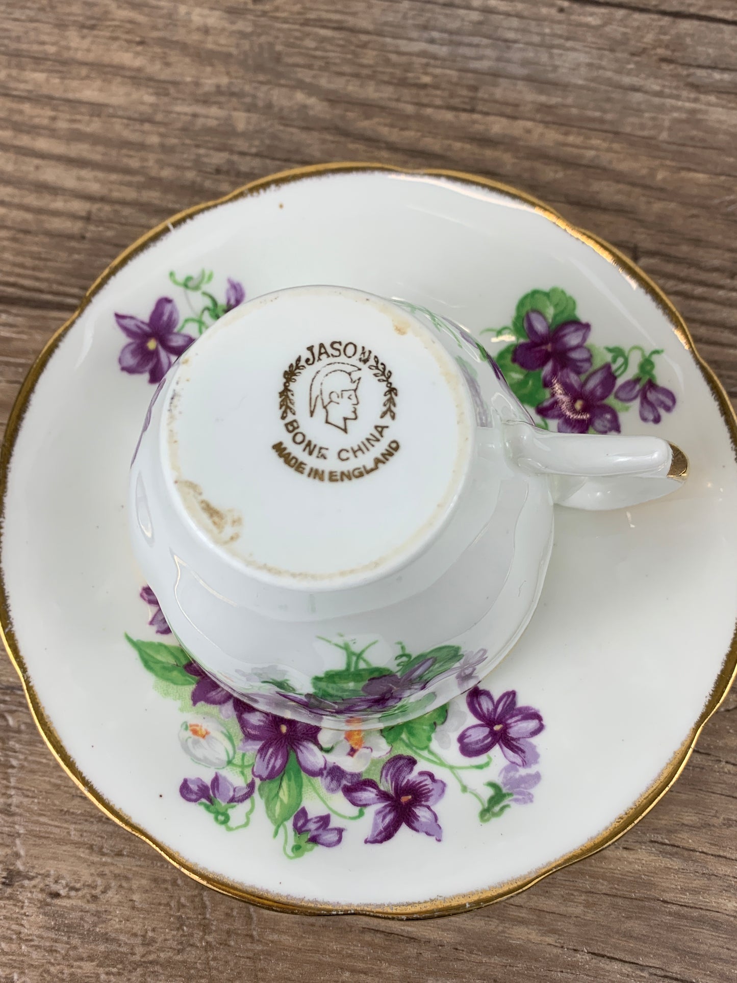 Vintage English Teacup with Purple Violets