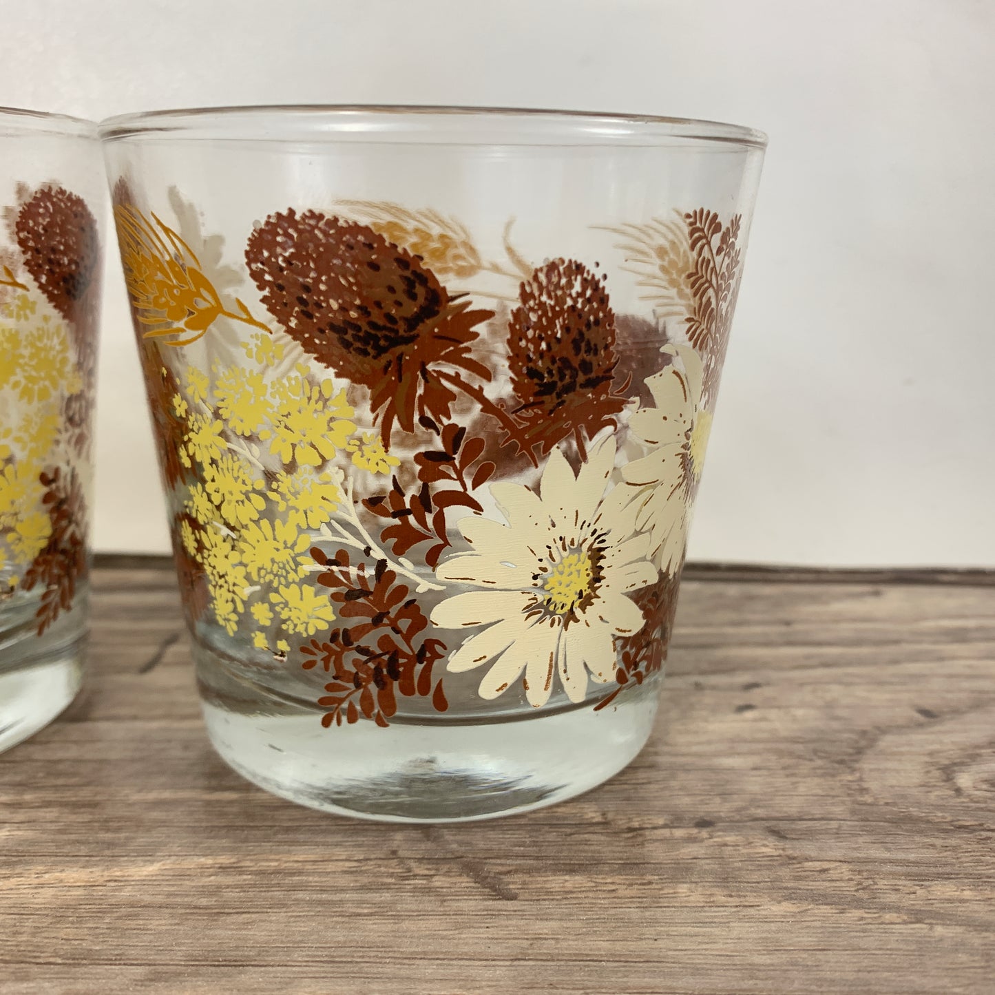 Vintage Juice Glasses with Fall Theme Design Set of 4