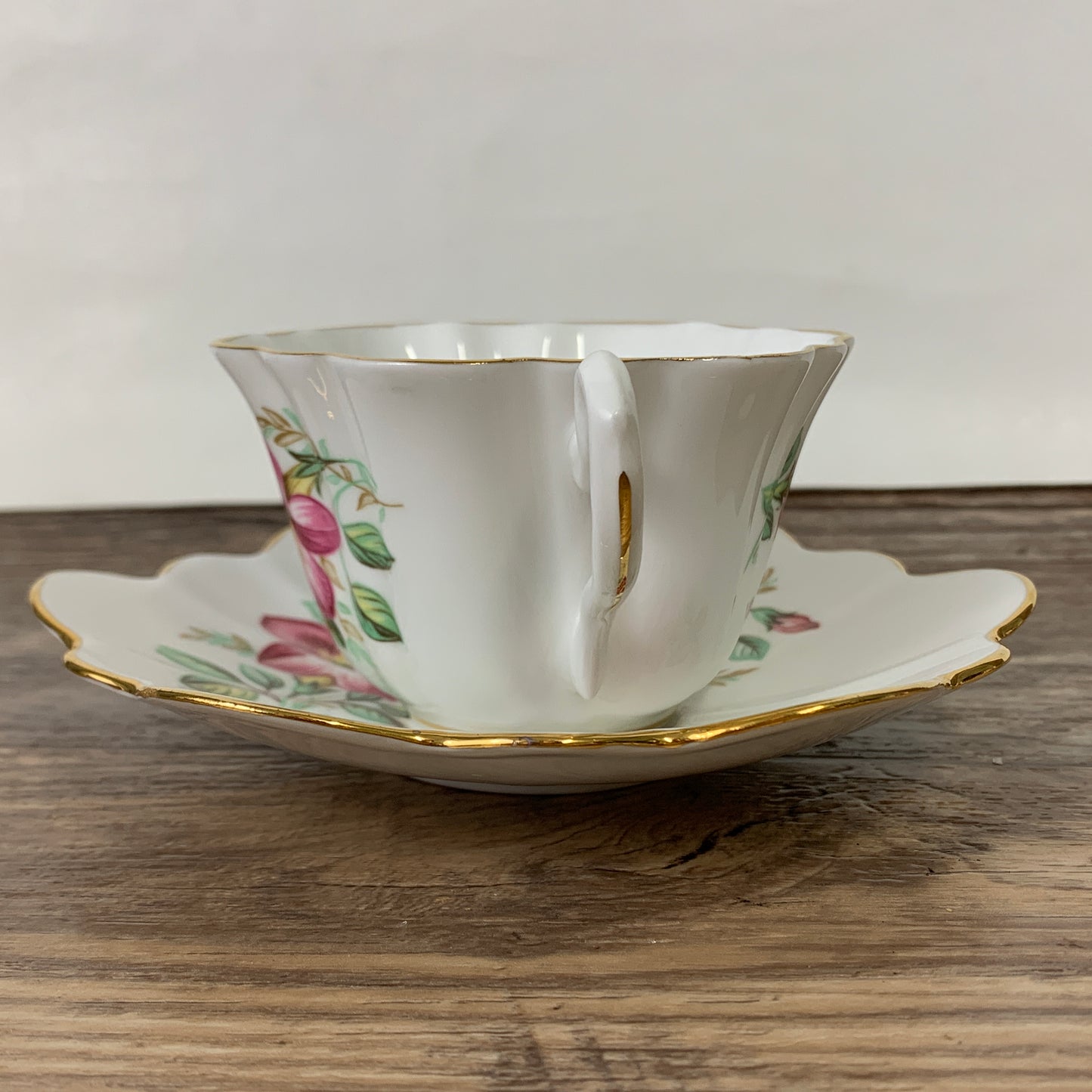 Vintage China Teacup with Pink Floral Pattern