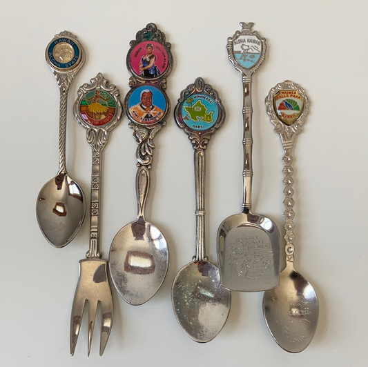 6 Hawaiian Vintage Collectible Souvenir Spoons Instant Collection