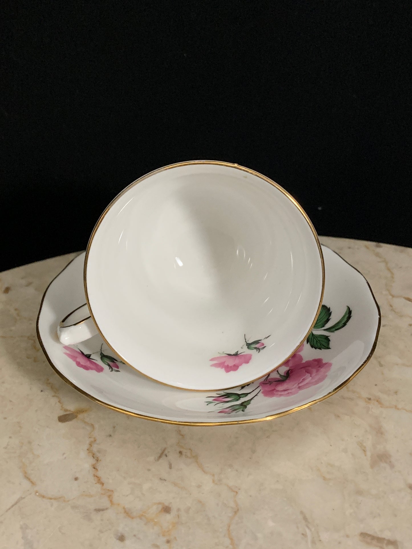 Vintage Tea Cup with Pink Roses Queen Anne Teacup