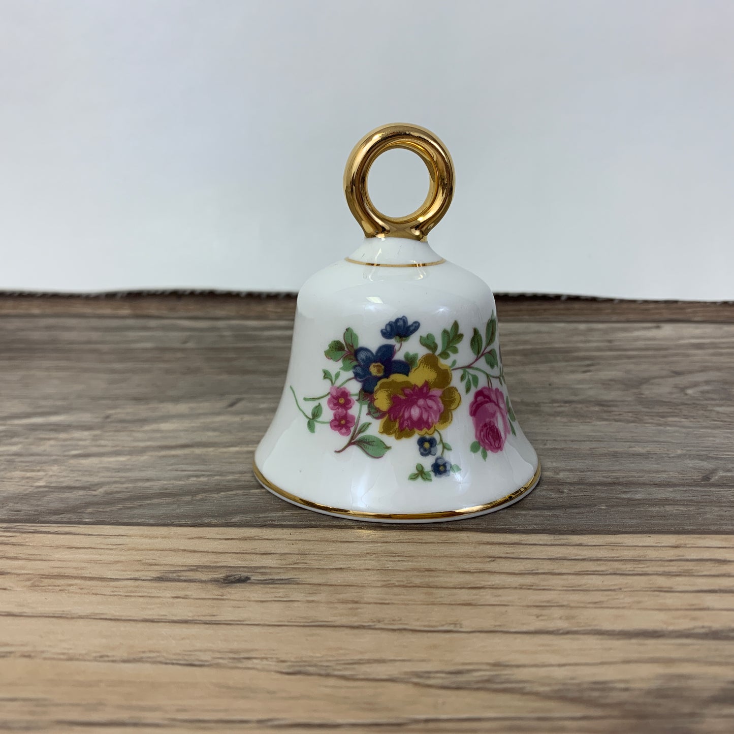 Vintage China Bell with Floral Pattern Vintage Travel Souvenir St Kitts Bell