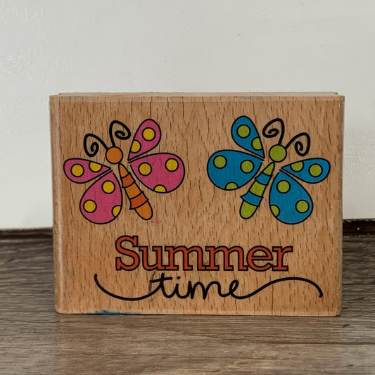 Summer Time Rubber Stamp with Butterflies Studio G Alison Wong