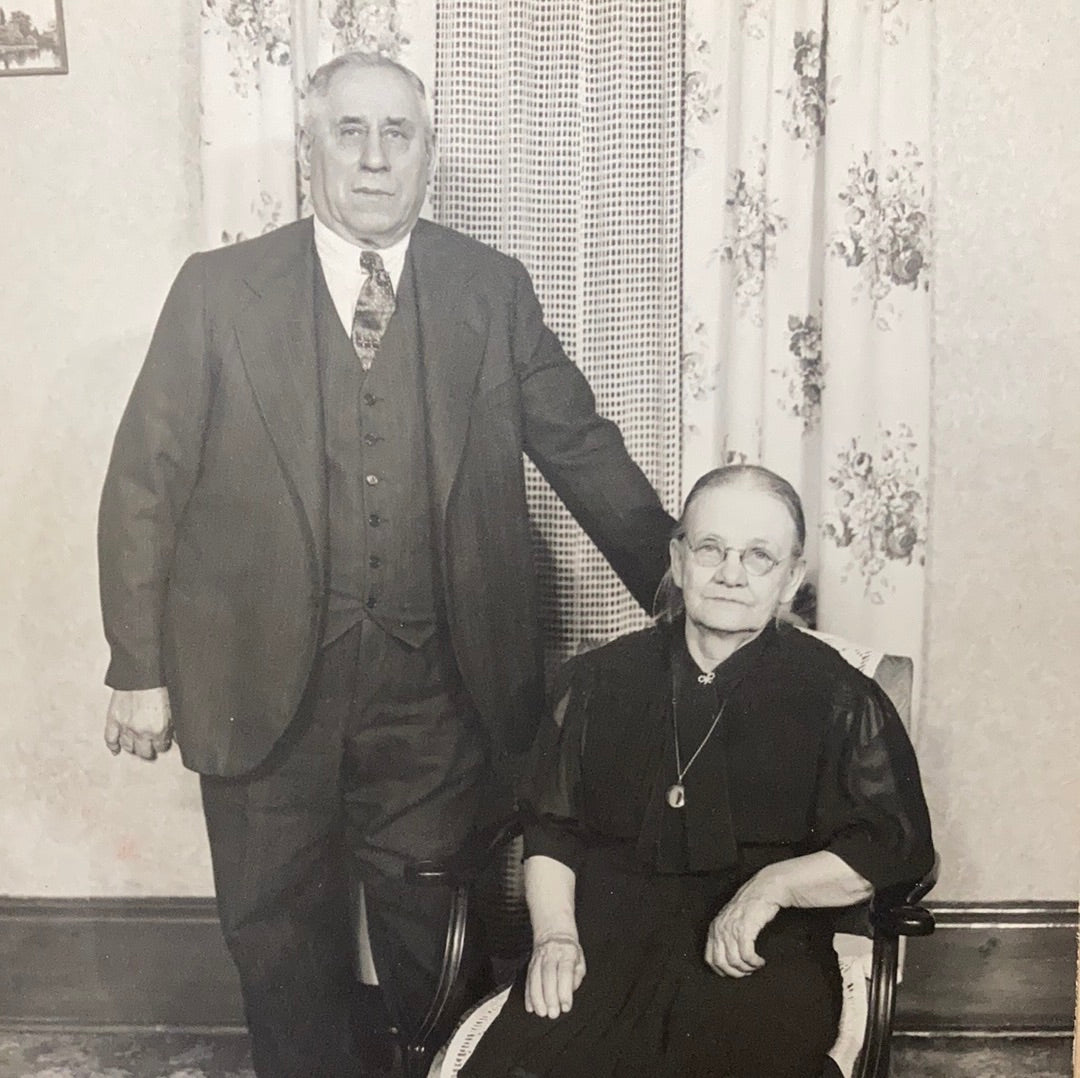 Original Black and White Portrait of an Older Couple Vintage Photograph