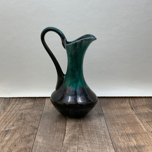 Vintage Wyatt Pottery Ewer, Green Drip Glaze Art Pottery