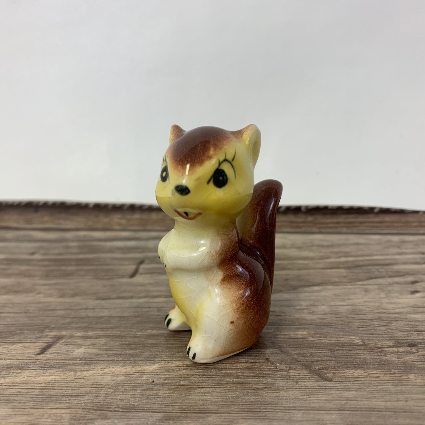 Squirrel Miniature Figurine, Vintage Japan Ceramics Tiny Chipmunk, Desk Decoration