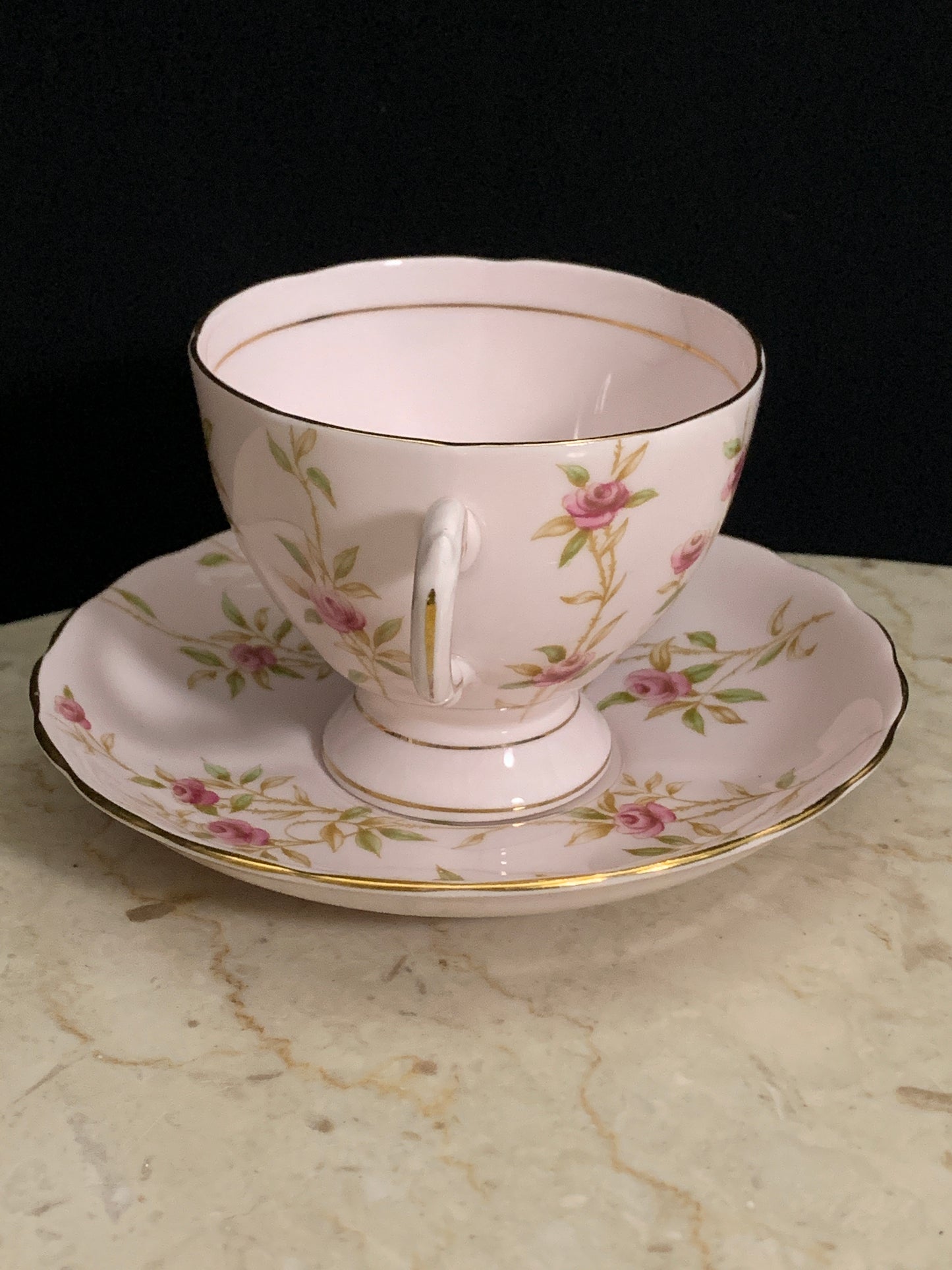 Pink Hand Painted Vintage Tea Cup Tuscan Fine Bone China Teacup