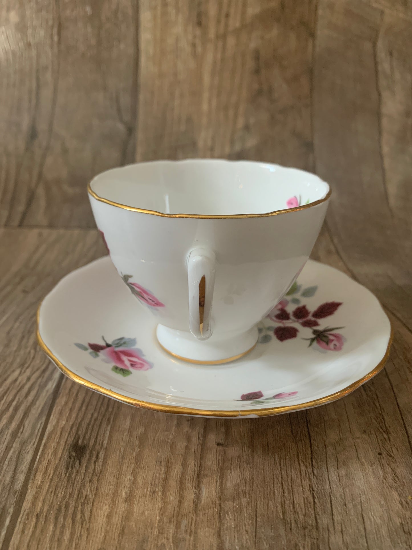 Set of Two Matching Pink Floral Teacups