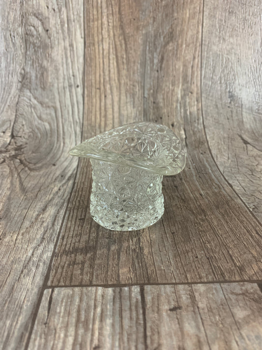 Vintage Pressed Glass Hat with Daisy and Button Pattern Vintage Home Decor