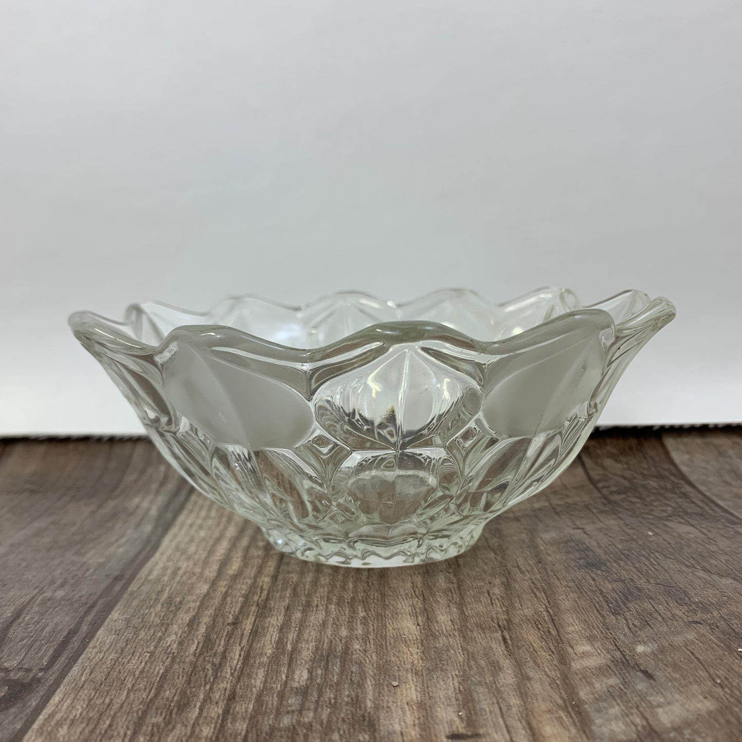 Clear Glass Bowl with Thumbprint Pattern, Small Vintage Serving Bowl