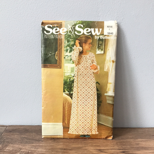 Ladies Nightgown Robe Sewing Pattern Size 6 See and Sew by Butterick 5846