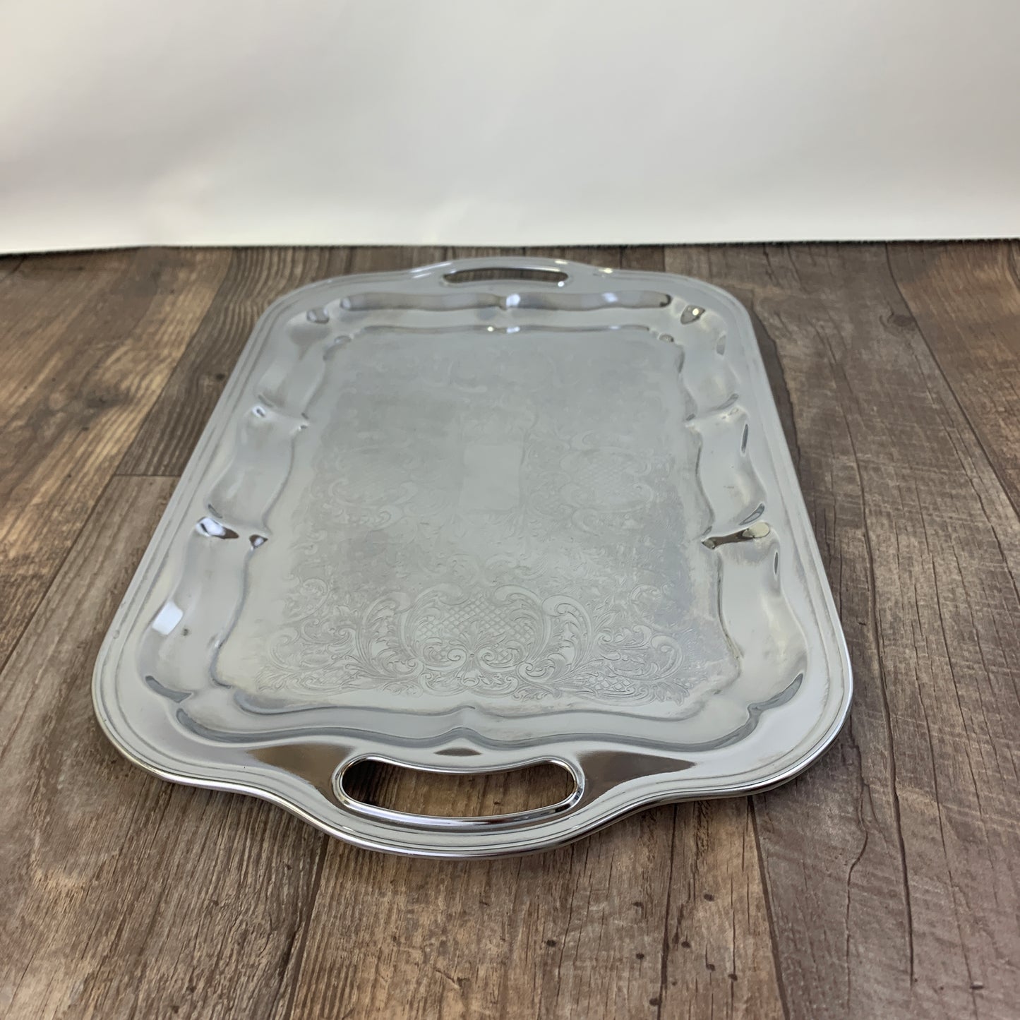 Large Metal Serving Tray with Handles