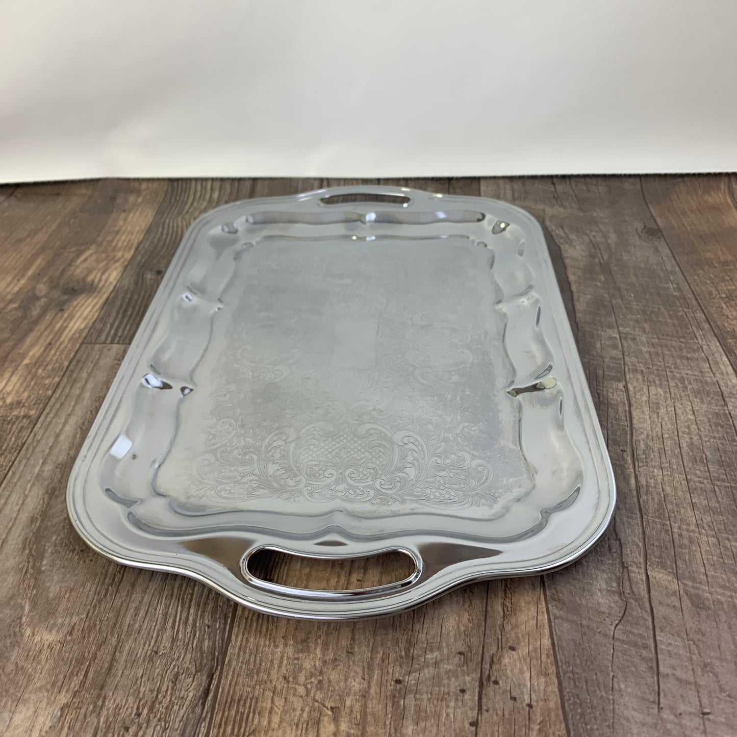 Silver Serving Tray Large Rectangle Shaped Tray with Handles, Vanity Organizer