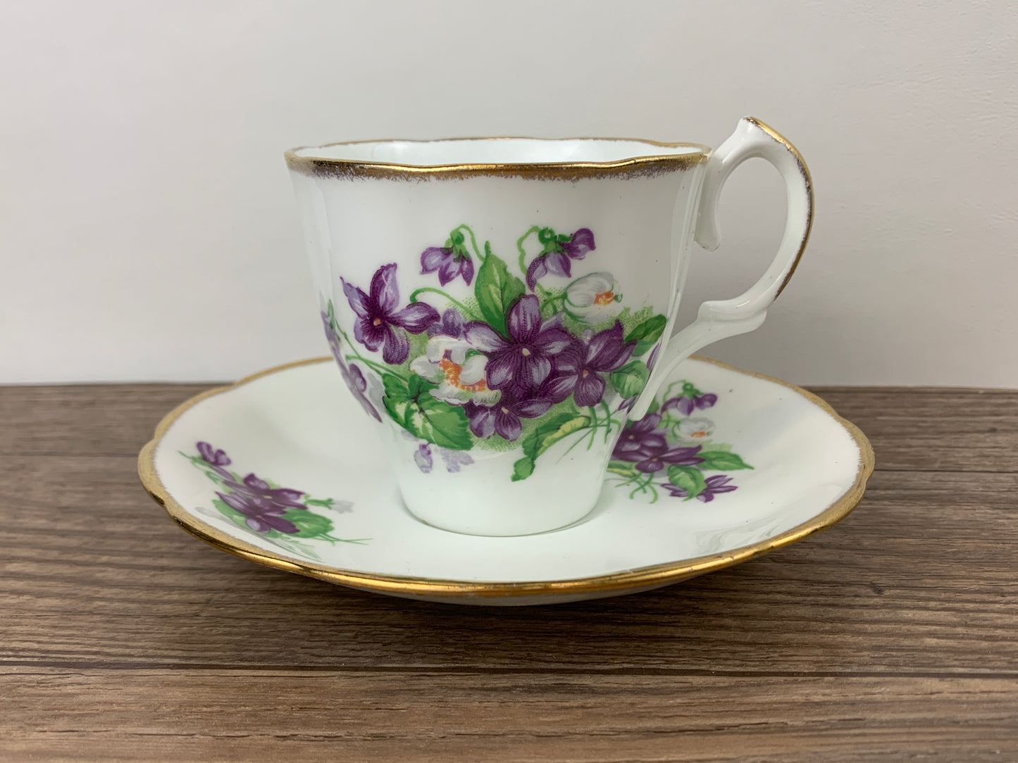 Vintage English Teacup with Purple Violets