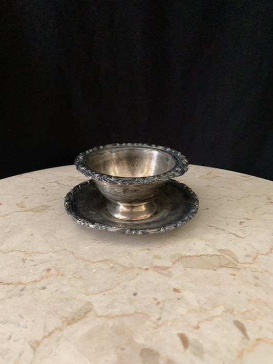 Silver Plated Bowl with Under Plate Small Silver Dish