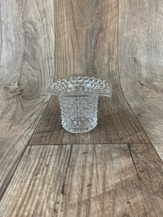 Vintage Glass Hat with Hobnail Pattern Clear Glass Hobnail Top Hat