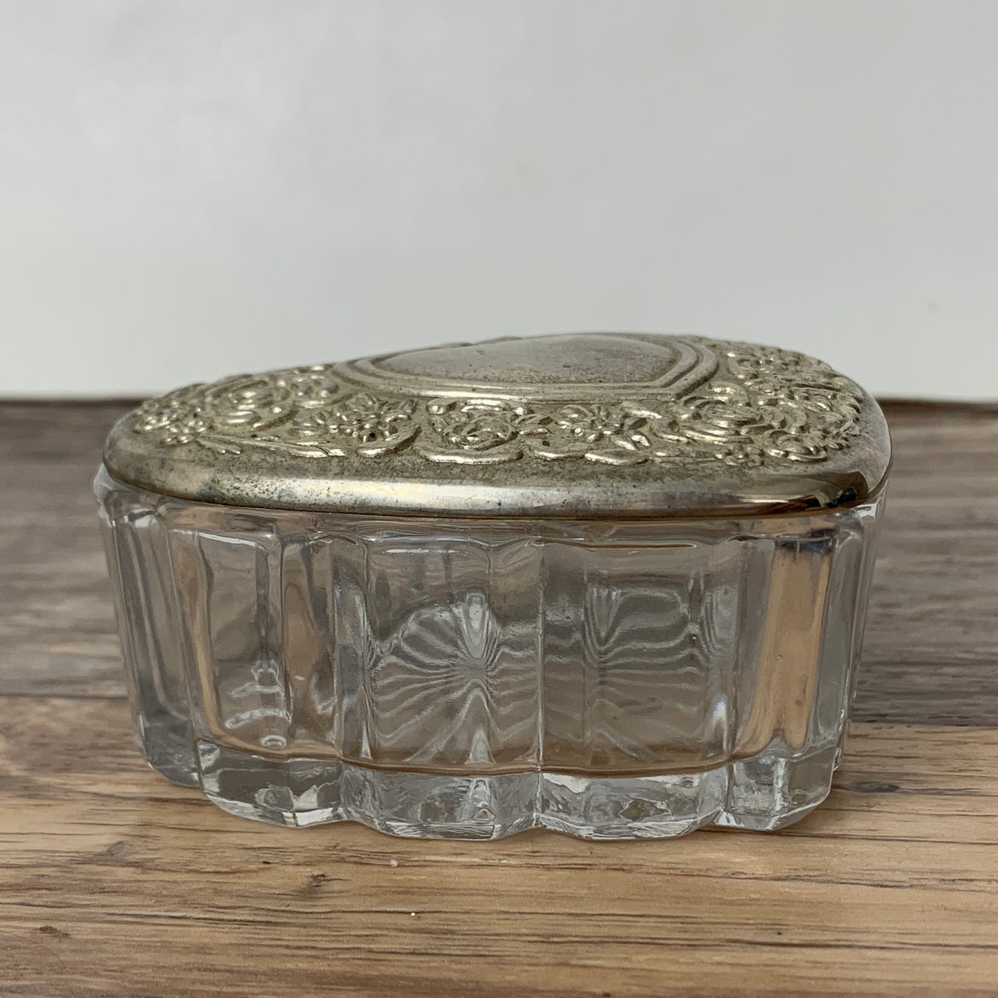 Heart Shaped Trinket Box with Silver Plated Lid