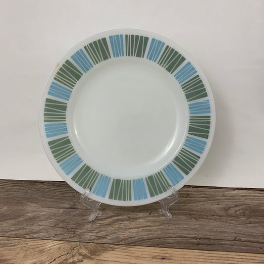 JAJ Matchmaker England Heat Proof Dinner Ware, Blue and Green Rim