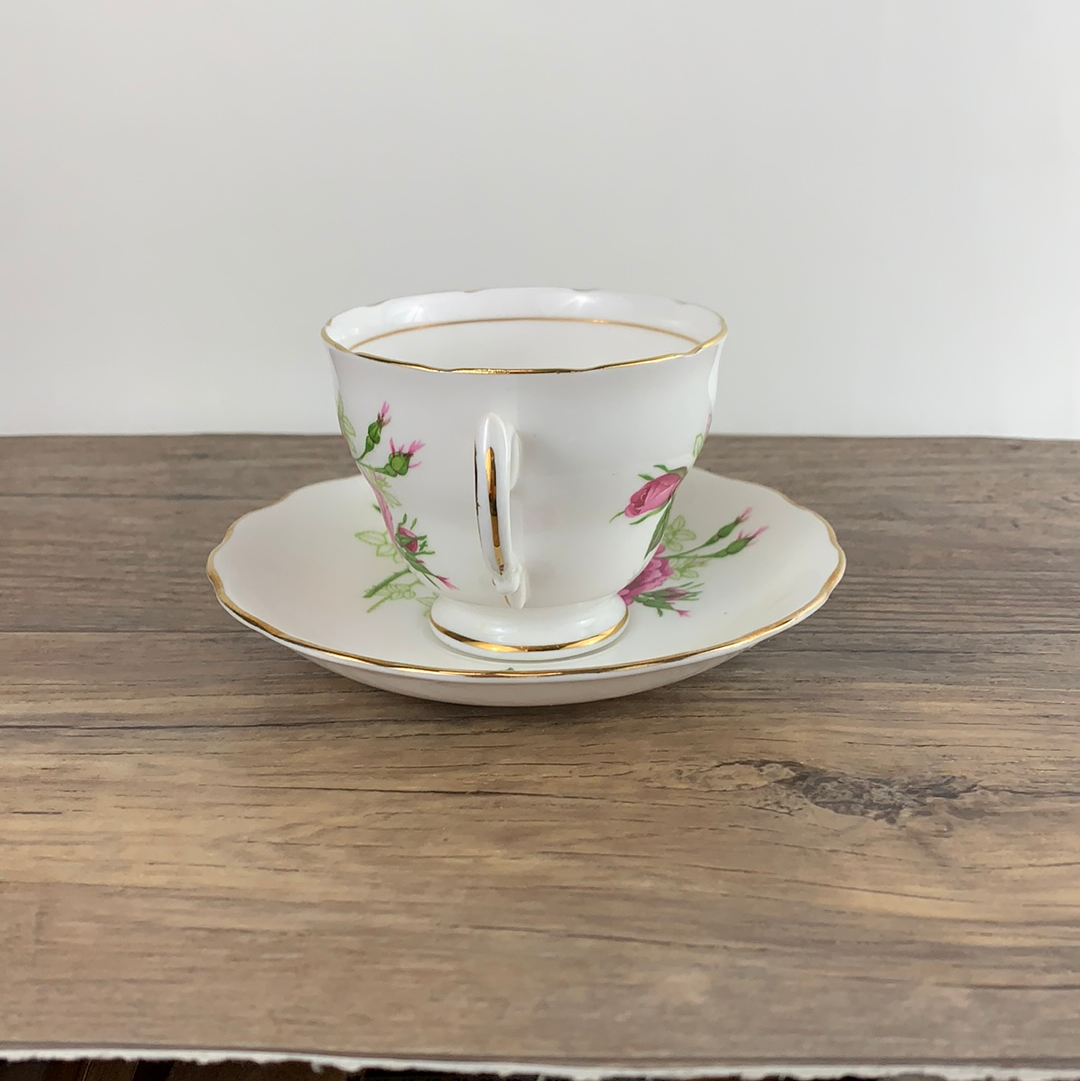 Pink Roses Vintage Teacup and Saucer by Royal Vale China