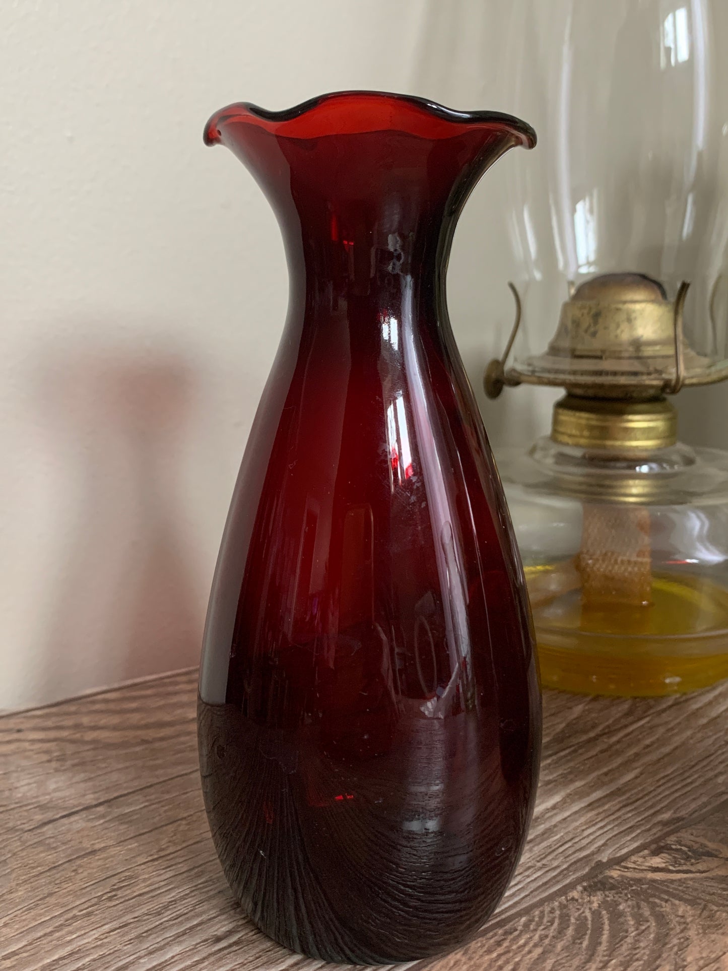 Ruby Red Vintage Glass Bud Vase Pair Red Glass Vintage Home Decor