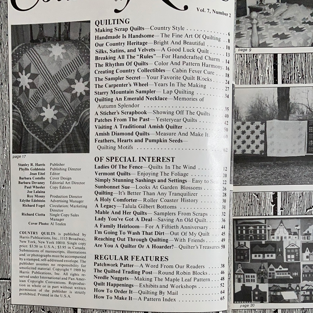 Country Quilts Magazine Fall 1989 Edition