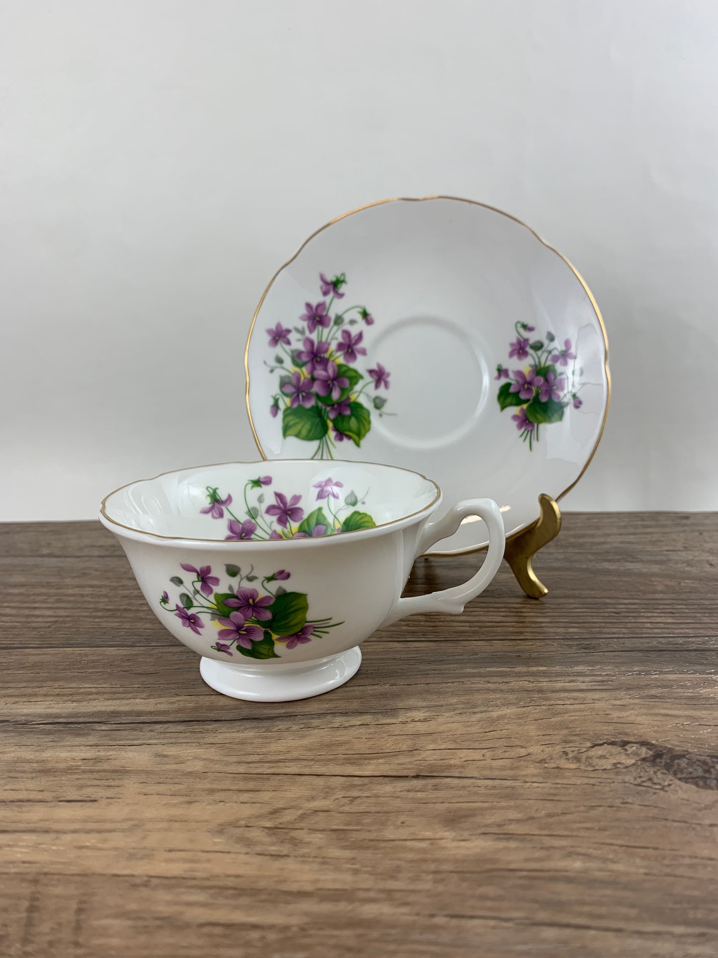 Vintage Tea Cup with Purple Violets, Royal Grafton Teacup