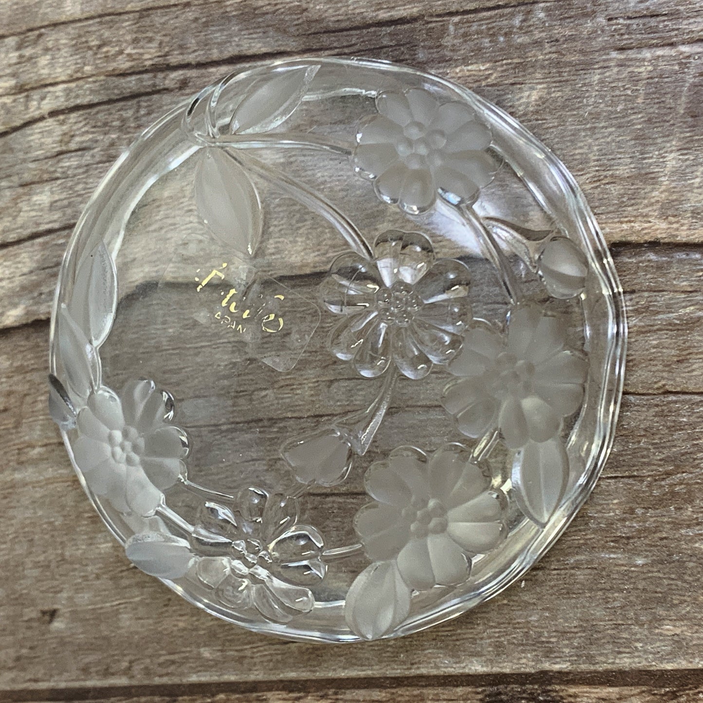 Small Lidded Jewelry Dish, Trinket Box with Raised Floral Pattern