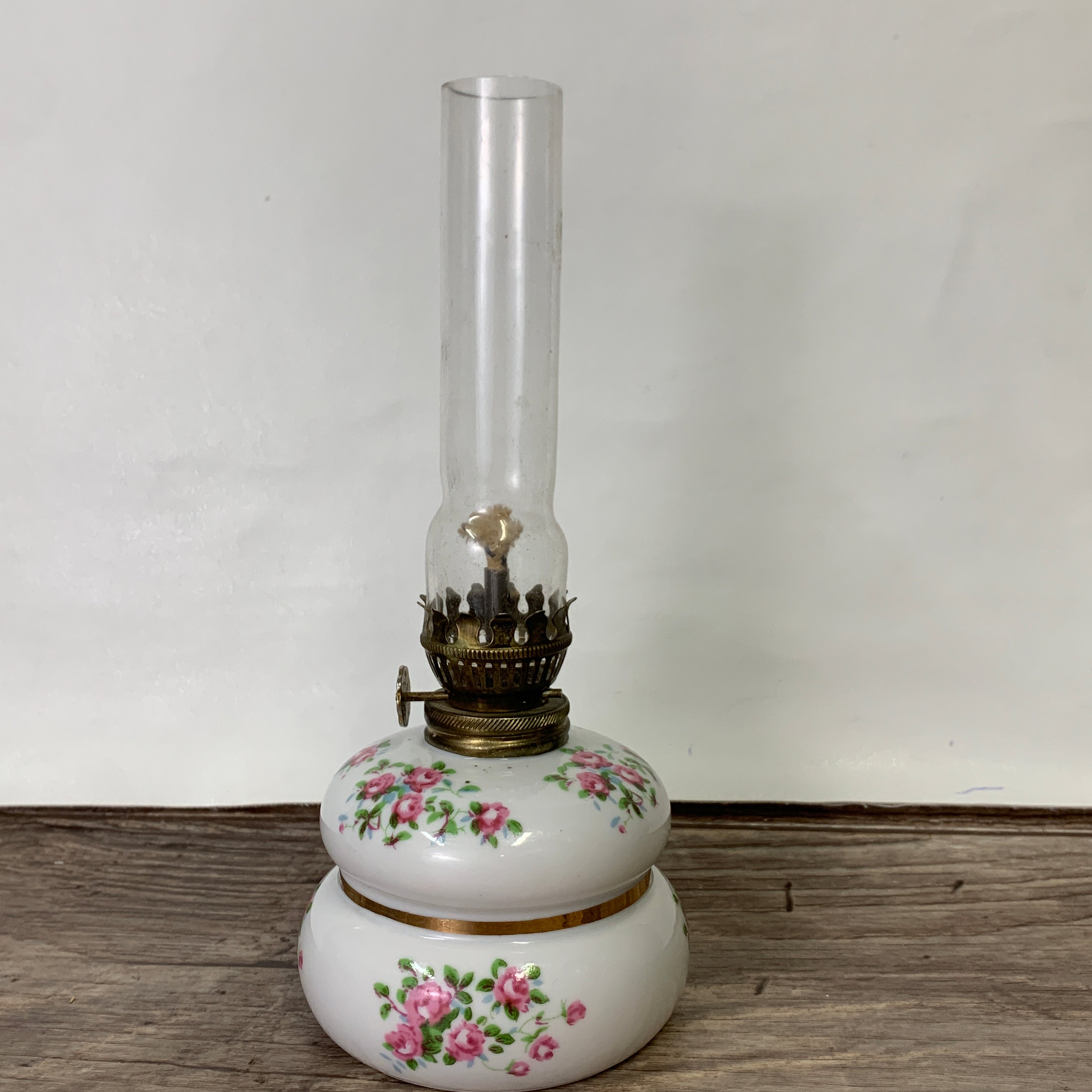 Small Ceramic Oil Lamp with Floral Pattern, Enesco Japan