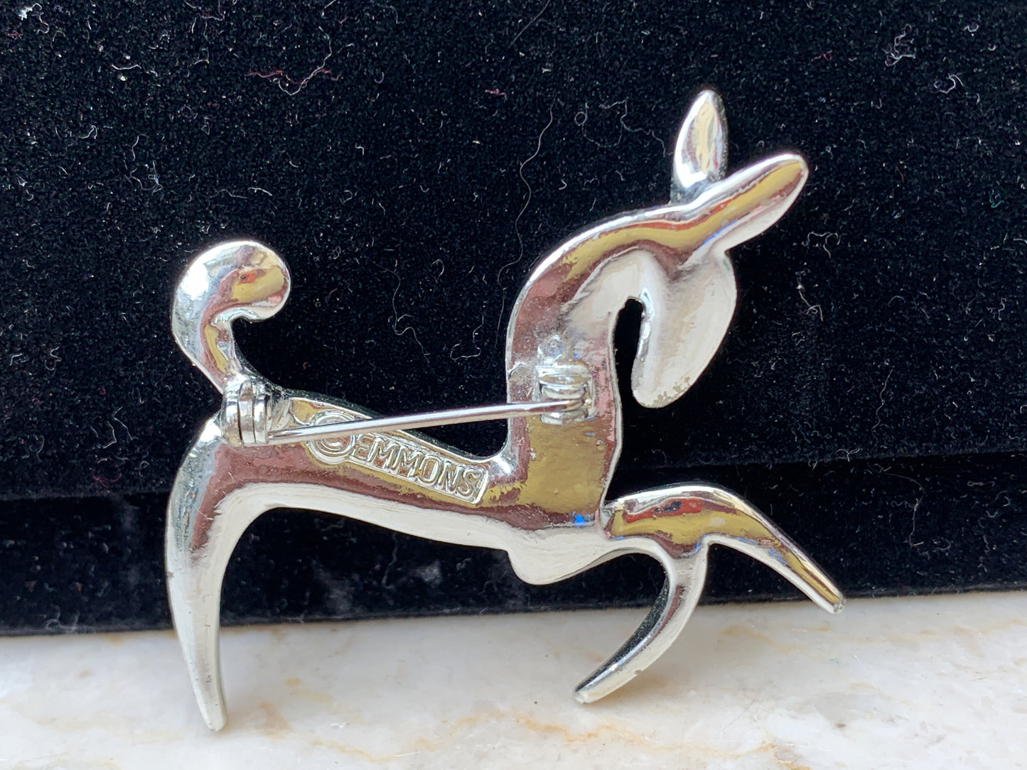 Silver Deer Shaped Pin Christmas Brooch Small Vintage Gift