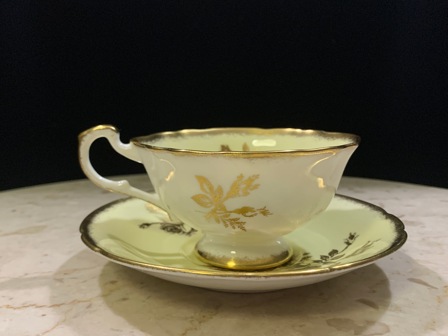 Yellow and Gold Vintage Tea Cup Paragon Wide Mouth Teacup and Saucer