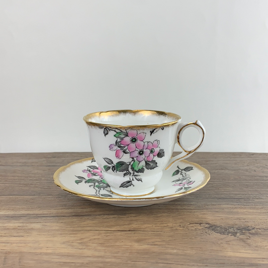 Vintage Teacup with Pink and Purple Floral Pattern Vintage English Tea Cup Royal Standard Fine Bone China