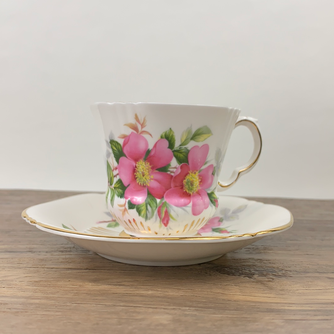 Vintage Floral Tea Cup Prairie Rose Canadian Provincial Flowers Tea Cup