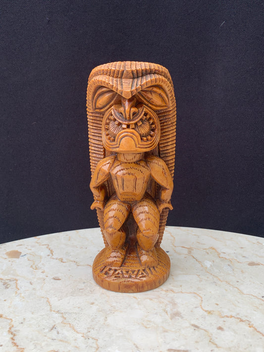 Hawaii Travel Souvenir Tiki Decor Vintage Carved Head Hunter Figure