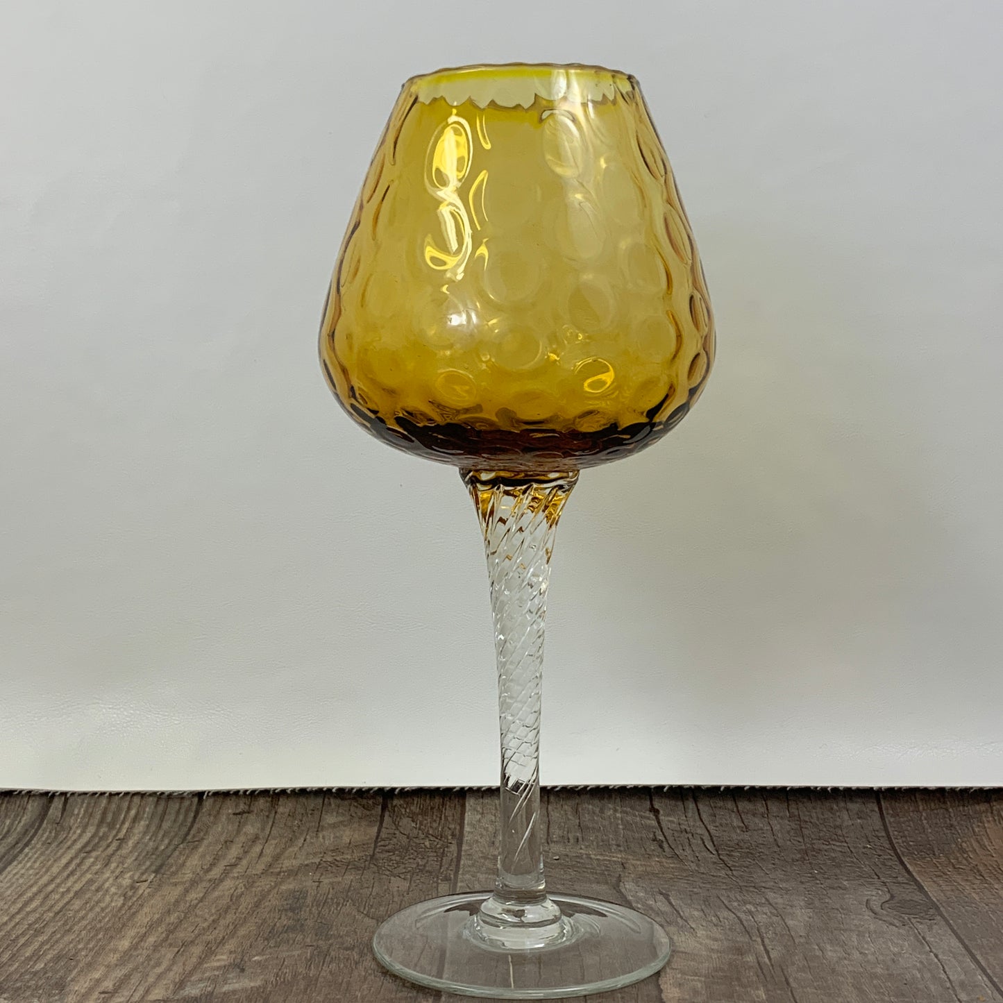 Vintage Amber Art Glass Goblet