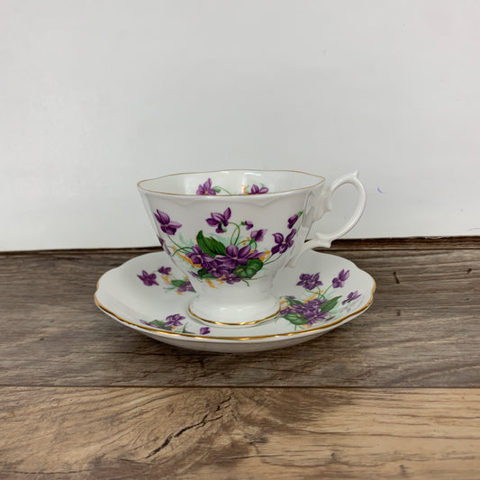 Royal Albert Vintage Teacup and Saucer with Purple Violets