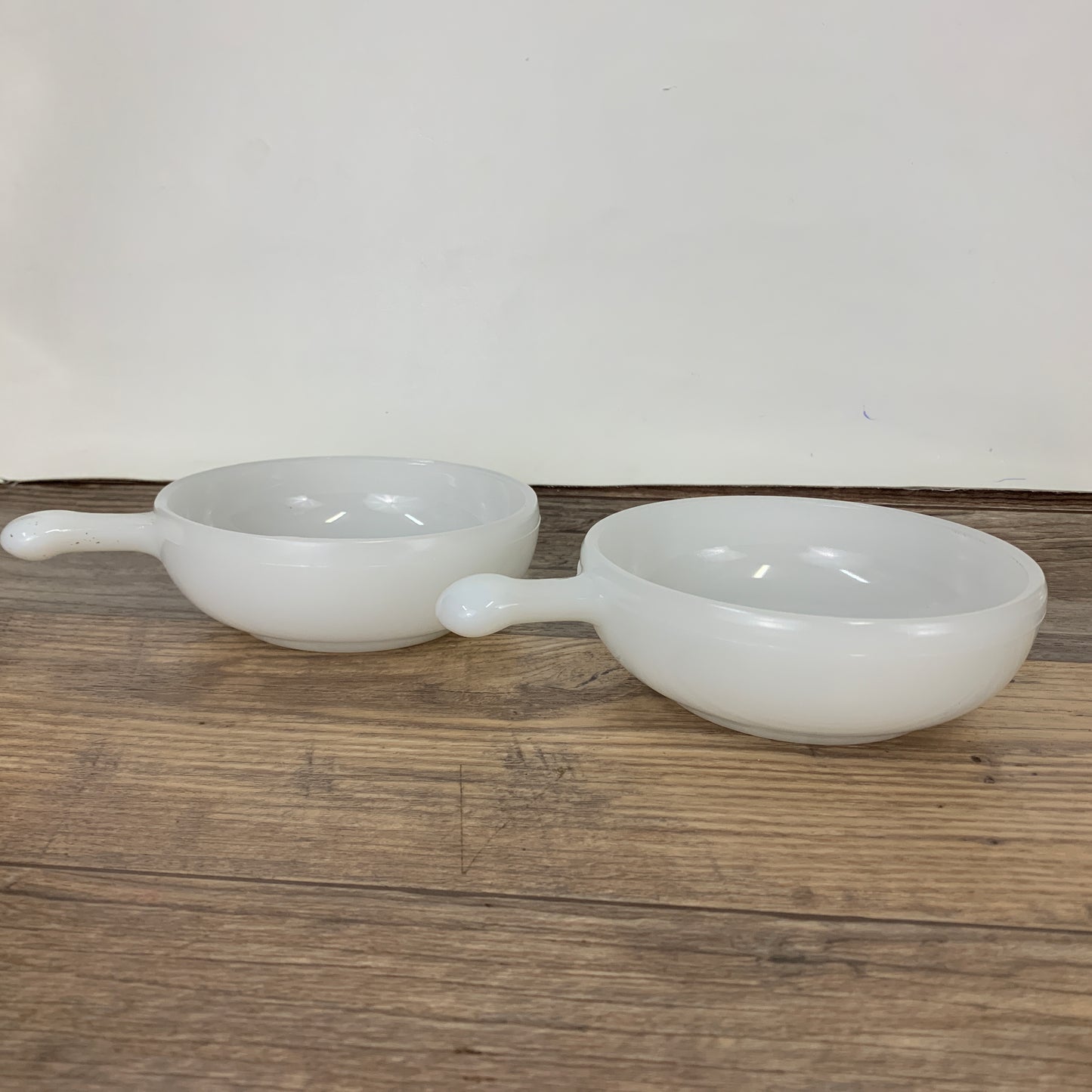 Milk Glass Soup Bowls with Handles - Set of 2