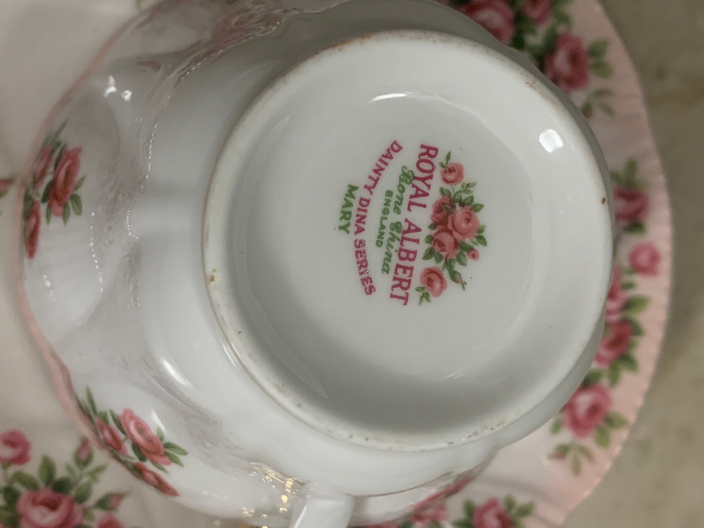 Royal Albert Dainty Dina Series Mary Pattern Vintage Teacup and Saucer Set