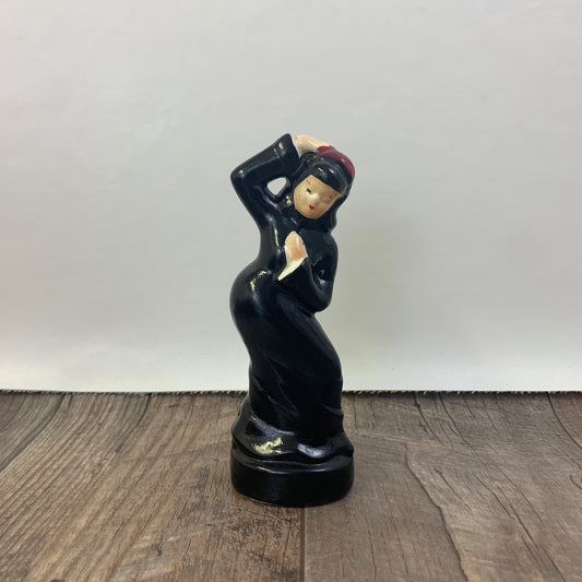 Vintage Figurine Dancing Girl in a Black Dress