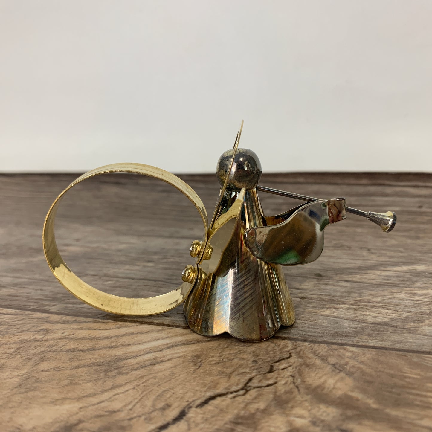 Silver and Gold Angel Napkin Rings.  Set of 4 Musical Angel Napkin Rings