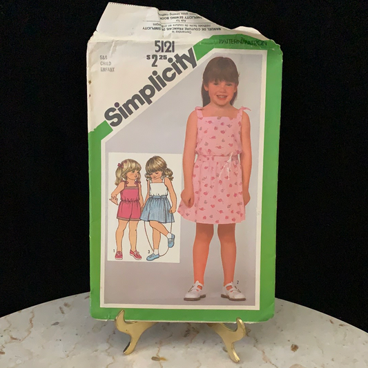 Girls Romper Vintage Sewing Pattern size 5 6 Simplicity 5121