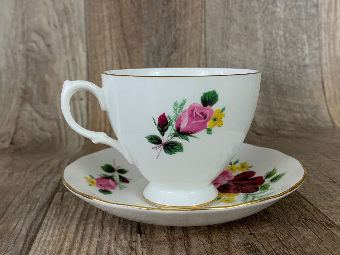 Pink and Red Floral Teacup and Saucer Gifts for Mom Vintage China Teacups