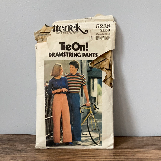 Ladies Drawstring Pants Vintage Sewing Pattern Waist Size 25 Butterick 5238