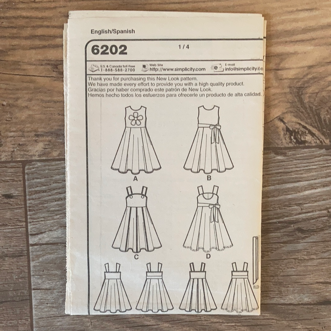 Girls Sleeveless Summer Dress Sewing Pattern Size 3 to 8 New Look 6202