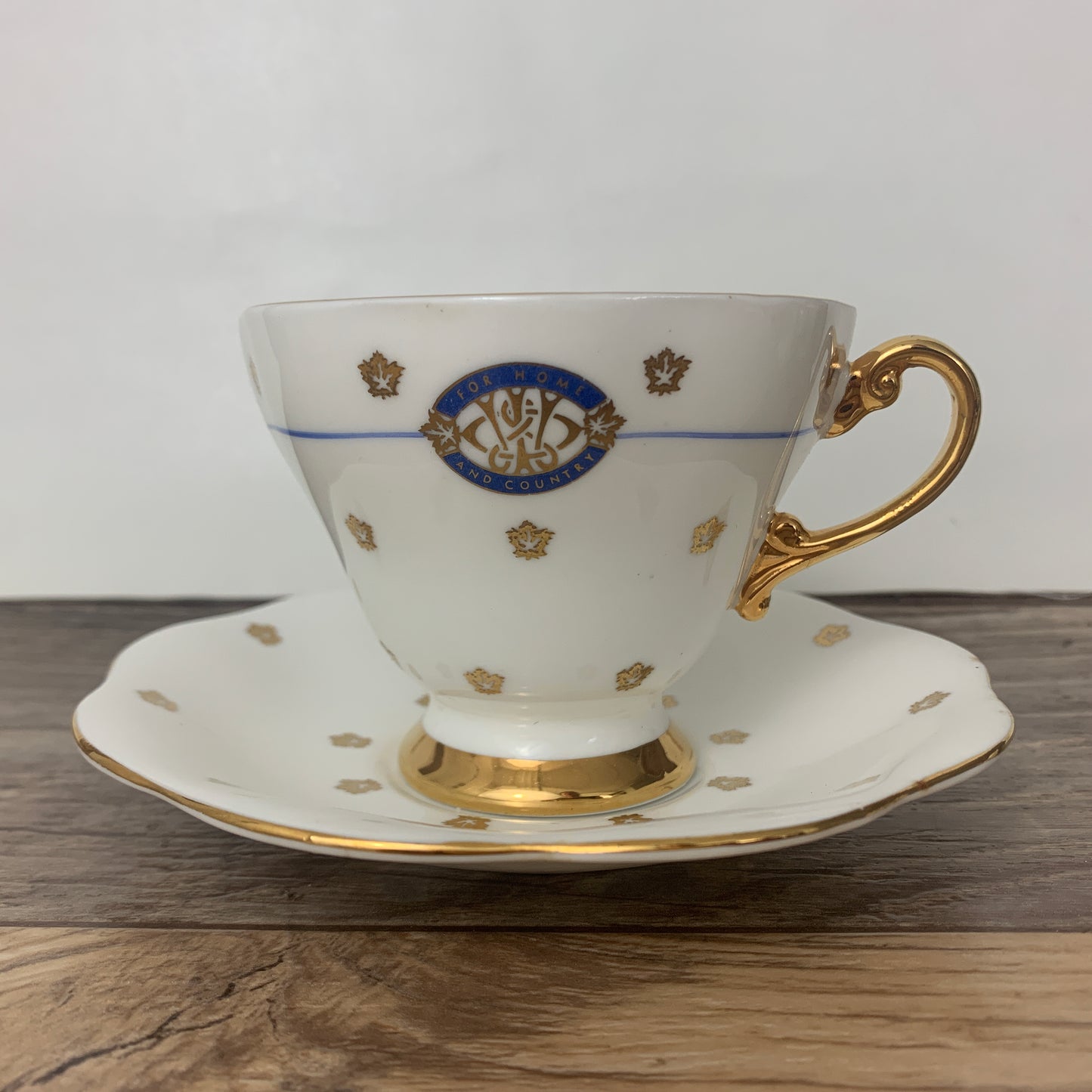 White and Gold Vintage Teacup and Saucer For Home and Country EB Foley