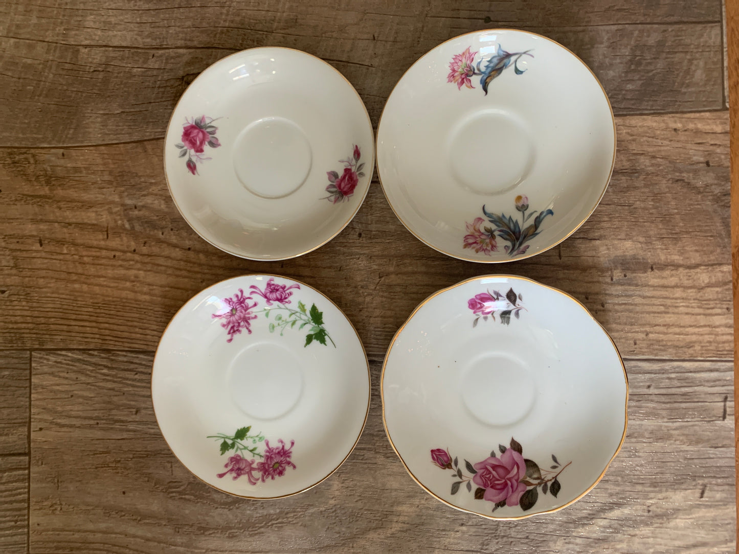 Set of 4 Vintage Floral Teacups Instant Tea Party